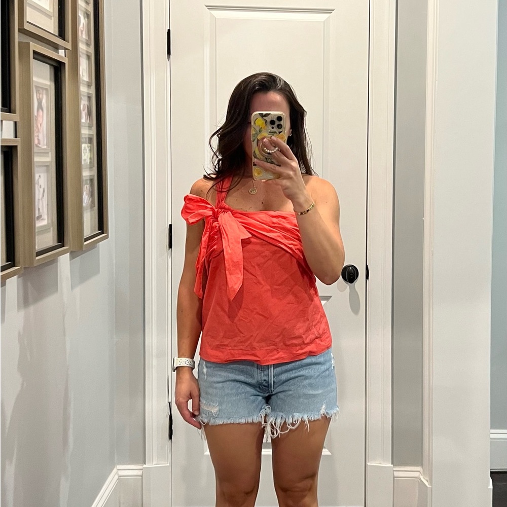 J. Crew Coral Off-Shoulder Blouse